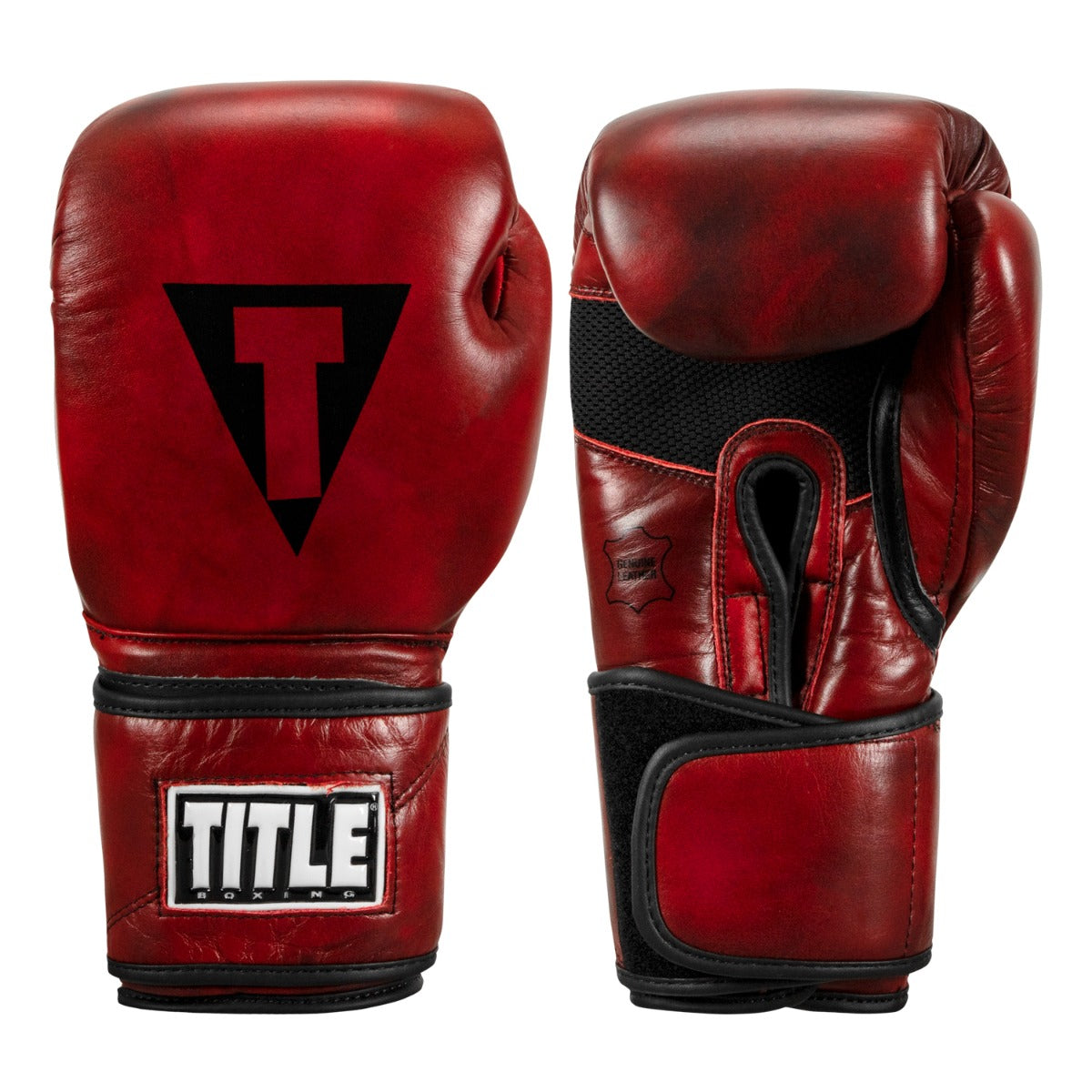 TITLE Boxing Blood Red Leather Training Boxing Glovesの製品画像